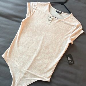 Express Cream and Light Pink Floral Bodysuit